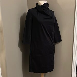 COS Black Mid Length Sleeve Rolled Neck Rear Zipper Dress Size 4